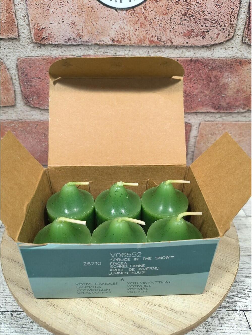 Partylite Green Votive Candles Spruce In The Snow Box Of 6 New V06552 Retired